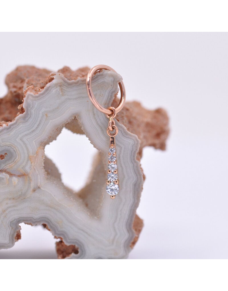 BVLA Grad 5 16g Charm CZ 14k Rose Gold With Extra Jump Ring