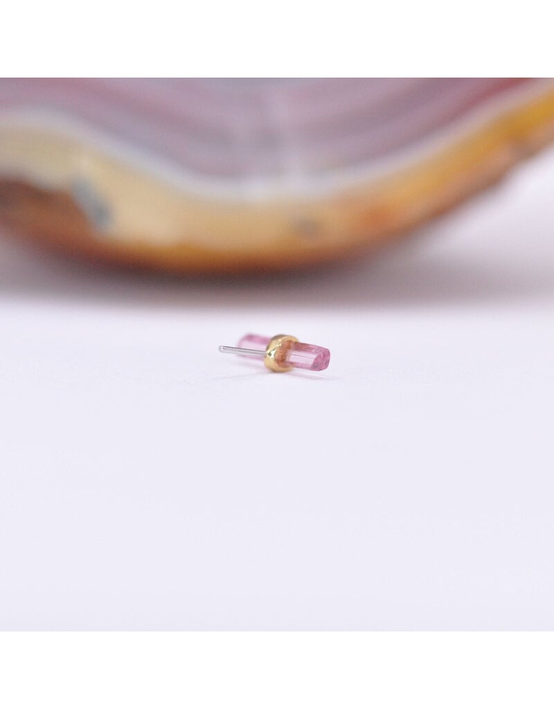 Quetzalli Bound By Love (Medium) Threadless End 14k Gold Yellow Pink Tourmaline