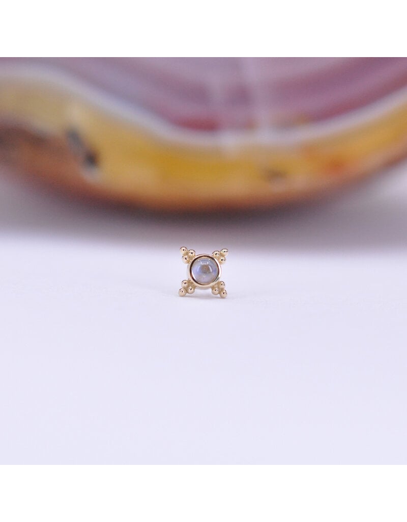 BVLA 5mm Mini Kandy Threadless End 14k Yellow Gold Rainbow Moonstone