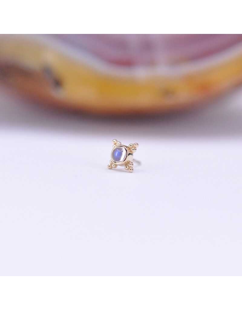 BVLA 5mm Mini Kandy Threadless End 14k Yellow Gold Rainbow Moonstone