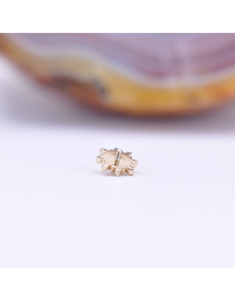 BVLA Mini Compass 16g Threaded End 14k Yellow Gold Rainbow Moonstone