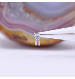 BVLA Tinsel 2.5mm Cabochon Prong 16g Threaded End 14k White Gold Rose Cut Lavender Chalcedony and Sandblasted Cylinders