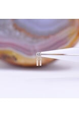 Tinsel 2.5mm Cabochon Prong 16g Threaded End 14k Yellow Gold Reverse Set CZ and Sandblasted Cylinders