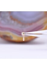 Tinsel 2.5mm Cabochon Prong 16g Threaded End 14k Yellow Gold Reverse Set CZ and Sandblasted Cylinders
