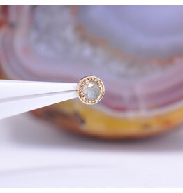 BVLA Millgrain Prong 6mm Threadless End 14k Yellow Gold 4mm Rose Cut Labradorite
