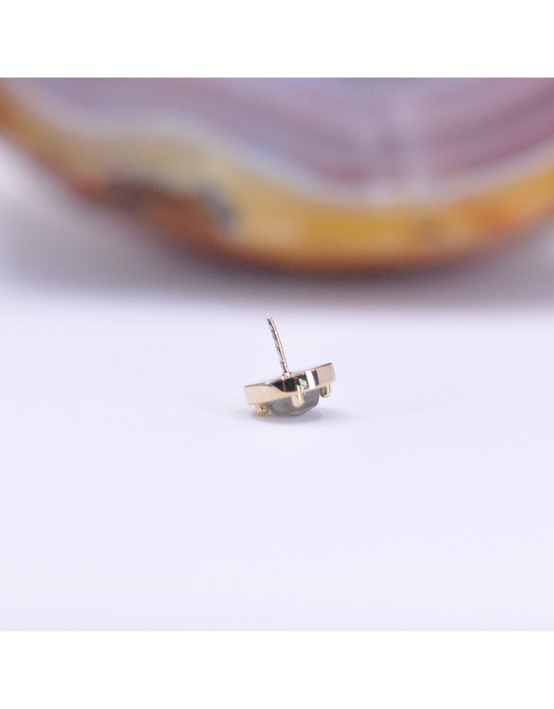 BVLA Millgrain Prong 6mm Threadless End 14k Yellow Gold 4mm Rose Cut Labradorite