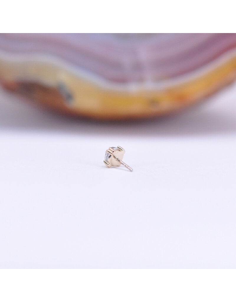 BVLA 3mm Cabochon Prong Threadless End 14k Yellow Gold Rose Cut Labradorite