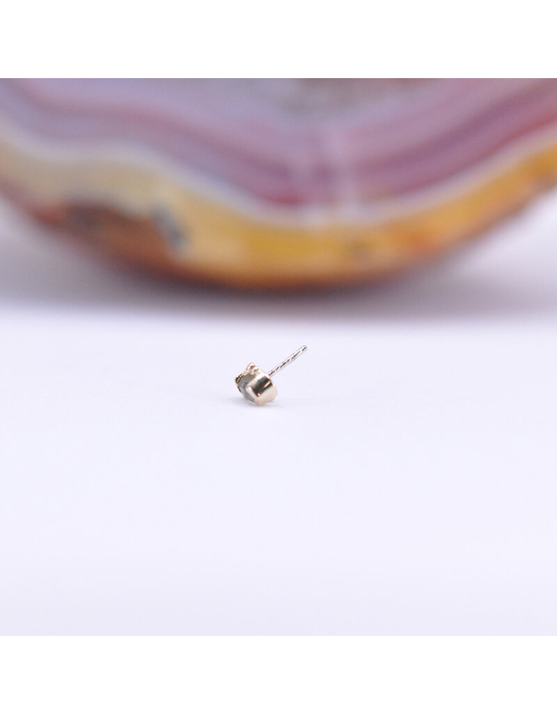 BVLA V Prong Marquise Cabochon Threadless End 14k Yellow Gold Rose Cut Labradorite 4x2mm