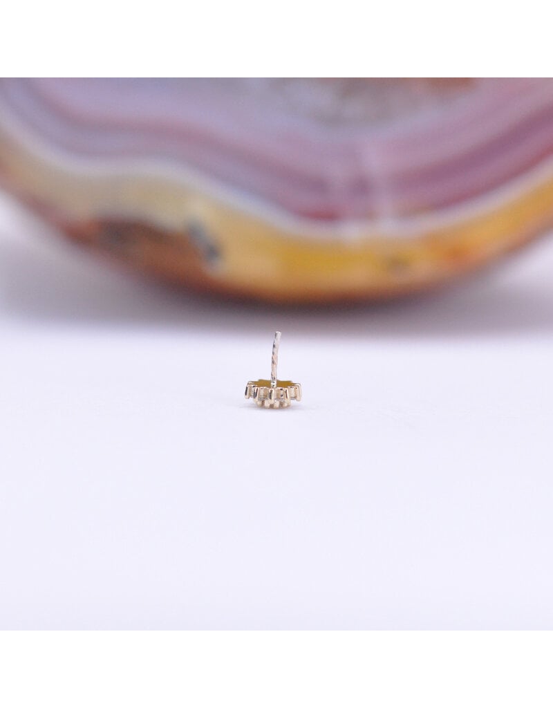 BVLA Tiniest Rose Threadless End 14k Yellow Gold Diamond and Faceted Rainbow Moonstone
