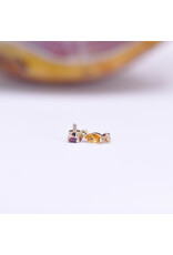 BVLA Wintermoon 3 16g Threaded End 14k Yellow Gold Rhodolite(3mm), Citrine(4x2mm), and Amethyst(1.5mm)