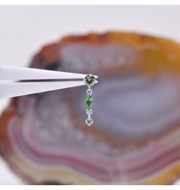 BVLA Wintermoon 3 16g Threaded End 14k White Gold Ice Green Diamond(3mm), Tsavorite(4x2mm), and Ice Green Diamond(1.5mm)