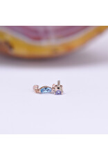 BVLA Wintermoon 3 16g Threaded End 14k Rose Gold Tanzanite(3mm), Swiss Topaz(4x2mm), and Iolite(1.5mm)