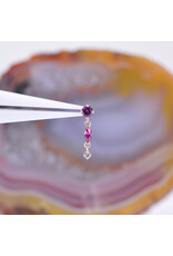 BVLA Wintermoon 3 16g Threaded End 14k Rose Gold Rhodolite (3mm), Hot Pink Sapphire(4x2mm), and Pink Sapphire(1.5mm)