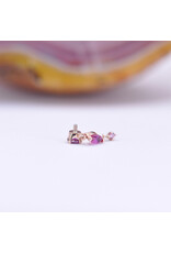 BVLA Wintermoon 3 16g Threaded End 14k Rose Gold Rhodolite (3mm), Hot Pink Sapphire(4x2mm), and Pink Sapphire(1.5mm)