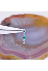 BVLA Wintermoon 3 16g Threaded End 14k White Gold Chrysoberyl(3mm), Emerald(4x2mm), and Paraiba Spinel(1.5mm)