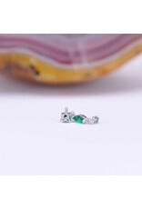 BVLA Wintermoon 3 16g Threaded End 14k White Gold Chrysoberyl(3mm), Emerald(4x2mm), and Paraiba Spinel(1.5mm)