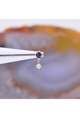 BVLA Duet Cabochon Prong 16g Threaded End 14k Rose Gold Rose Cut Amethyst(2.5mm) and Diamond(2mm)