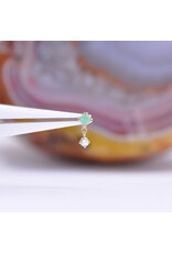 BVLA Duet Cabochon Prong 16g Threaded End 14k Yellow Gold Rose Cut Chrysoprase(2.5mm) and Diamond(2mm)