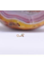 BVLA Duet Cabochon Prong 16g Threaded End 14k Yellow Gold Rose Cut Chrysoprase(2.5mm) and Diamond(2mm)