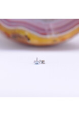 BVLA Duet Cabochon Prong 16g Threaded End 14k White Gold Rose Cut Swiss Blue Topaz(2.5mm) and Diamond(2mm)