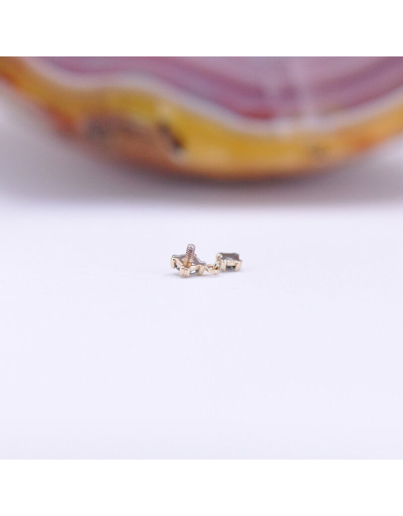 BVLA Duet Cabochon Prong 16g Threaded End 14k Yellow Gold Rose Cut Grey Diamond(2.5mm and 2mm)