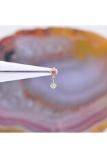 BVLA Duet Cabochon Prong 16g Threaded End 14k Yellow Gold Rose Cut Oregon Sunstone(2.5mm) and Diamond(2mm)
