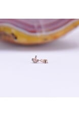 BVLA Duet Cabochon Prong 16g Threaded End 14k Rose Gold Rose Cut Labradorite 2.5mm and Diamond 2mm