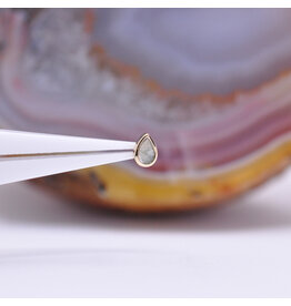 BVLA Pear Cabochon Bezel Threadless End 14k Yellow Gold Rose Cut Labradorite