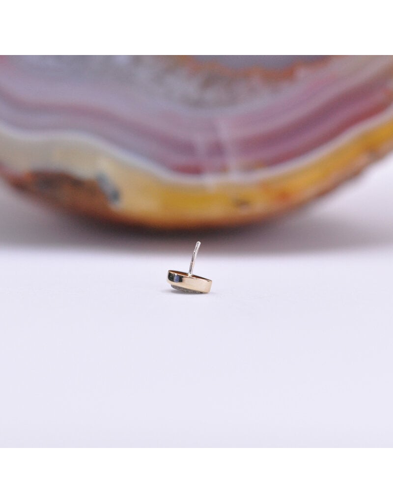 BVLA Pear Cabochon Bezel Threadless End 14k Yellow Gold Rose Cut Labradorite