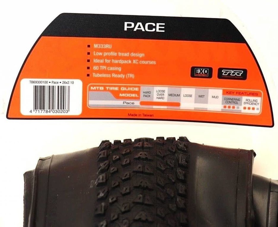 Maxxis Maxxis Pace 26x2.10 Tubeless Ready EXO Foldable MTB Bicycle Tire 60TPI