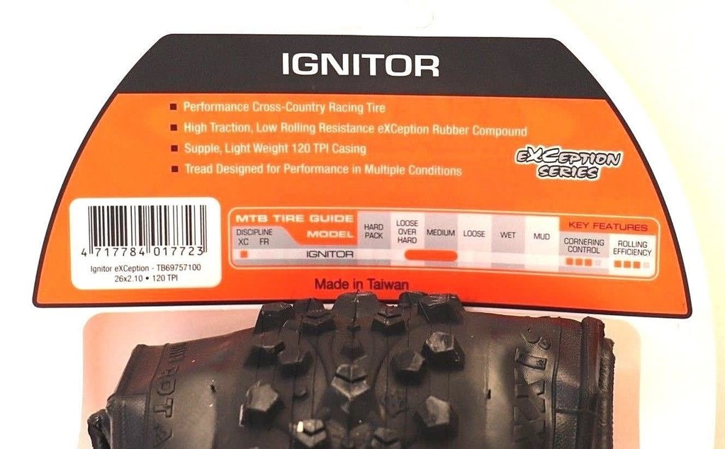Maxxis Maxxis Ignitor26x2.1 MTB Cross Country Racing Bicycle Tire 120tpi Black