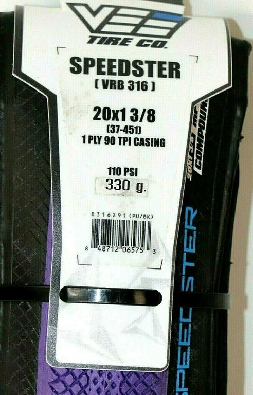 Vee Tire Vee Rubber Speedster 20x1-3/8 Folding BMX Bicycle Tire