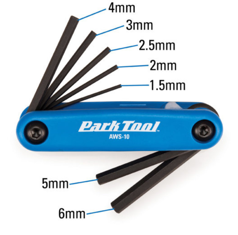 Park Tool Park Tool, AWS-10, Folding hex wrench set, 1.5mm, 2mm, 2.5mm, 3m, 4mm, 5mm and 6mm