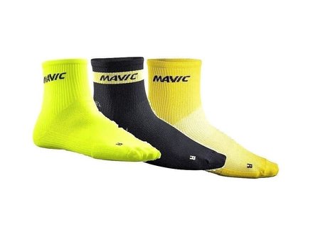 Mavic Mavic Cosmic Mid Cycling Socks in Black, Yellow, Fluorescent Yellow - 2 Pairs