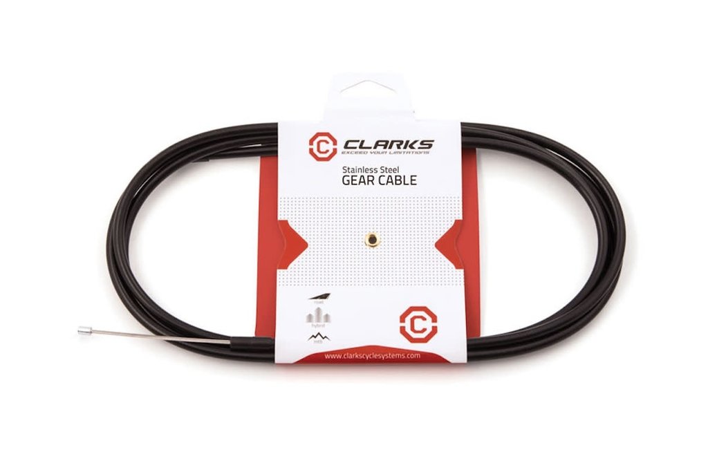 CLARKS Clarks 2000mm Stainless Steel Derailleur Cable w/ 4mm x 1500mm Black SIS Housing