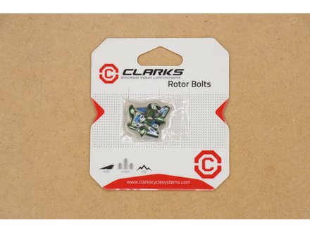 CLARKS Clarks Rotor Bolts Anodized Green Pack of 6