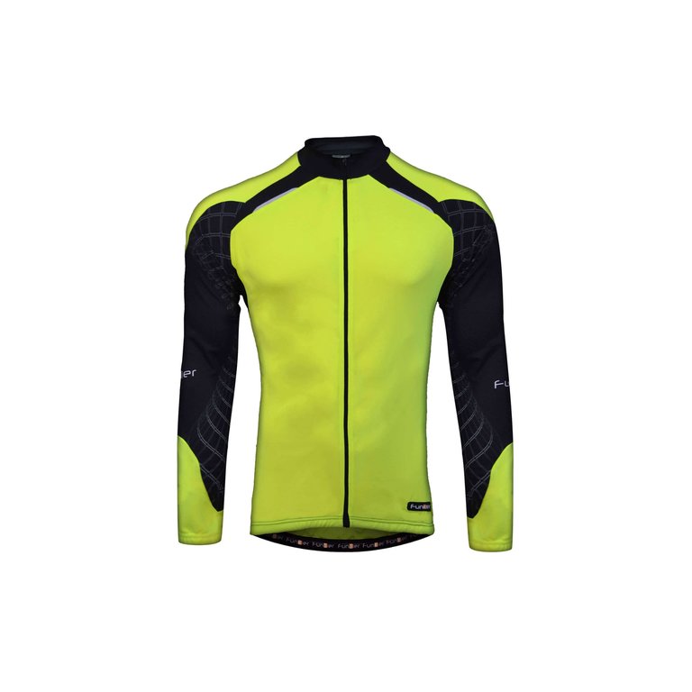 Funkier Funkier Firenze Men's Cycling  Fleece Lined Thermal Long Sleeve Winter Jersey - Yellow / L