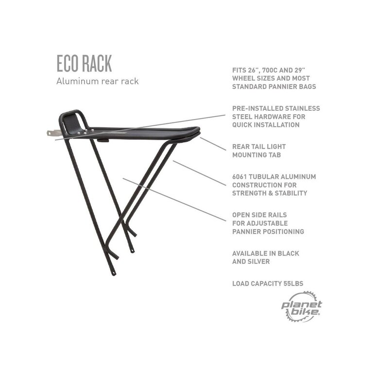 Planet Bike Planet Bike Black Eco Rear Rack w/ Hardware