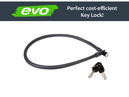 EVO Evo Black Lock It 5mm Cable Bicycle Lock 32" long with 2 Keys