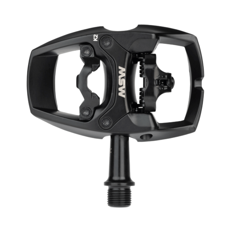 MSW MSW Flip II Pedals - Single Side Clipless with Platform, Aluminum, 9/16", Black