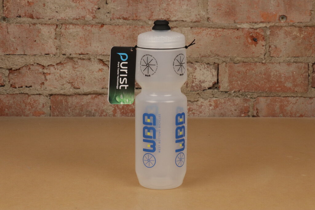 Purist Bottles WBB West Bottoms Bicycles Water Bottle - 26oz Clear Purist  - MoFlo Cap