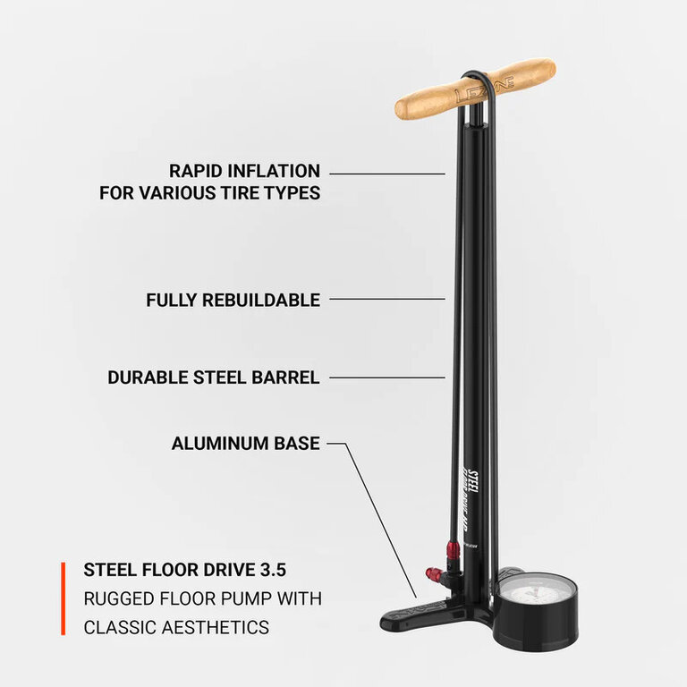 Lezyne Lezyne Steel Floor Drive 3.5 Pump w/ ABS-1 Pro Chuck