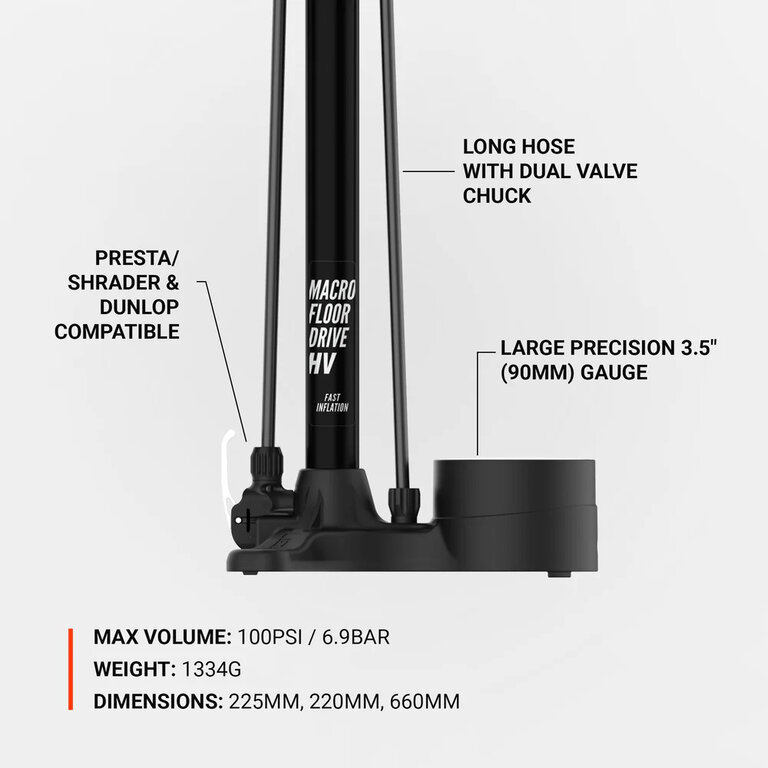 Lezyne Lezyne Macro HV Floor Drive Bike Floor Pump