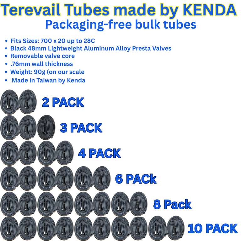 Teravail Teravail Tube 700 x 20 - 28mm, 48mm Aluminum Alloy Presta Valve, Bulk