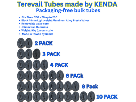 Teravail Teravail Tube 700 x 20 - 28mm, 48mm Aluminum Alloy Presta Valve, Bulk