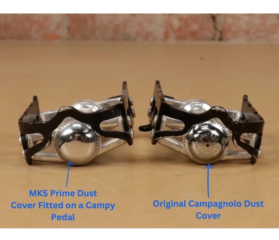 MKS 2 MKS Sylvan Prime Pedal Dust Caps, Polished Aluminum, fits Campagnolo Nuovo / Super Record