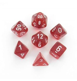 Chessex CHX 23074 7Ct Translucent Poly Dice Set, Red/White - New