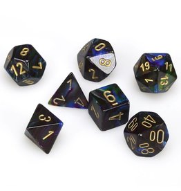 Chessex CHX 27499 7Ct Lustrous Poly Dice Set, Shadow/Gold