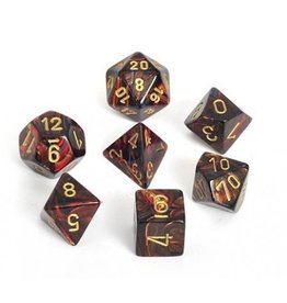 Chessex CHX 27419 7Ct Scarab Poly Dice Set, Blue Blood/Gold