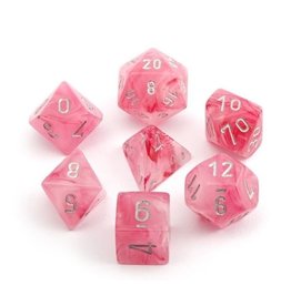 Chessex CHX 27524 7Ct Ghostly Glow Dice Set, Pink/Silver